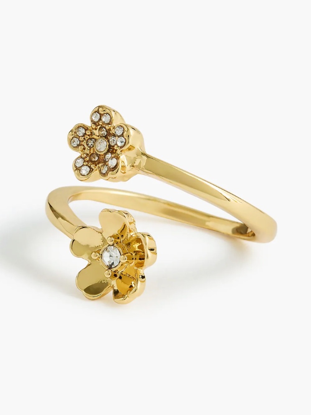 J. Crew Gold Floral Wrap Ring with Crystal Accents New with Tags Size 8 or 7